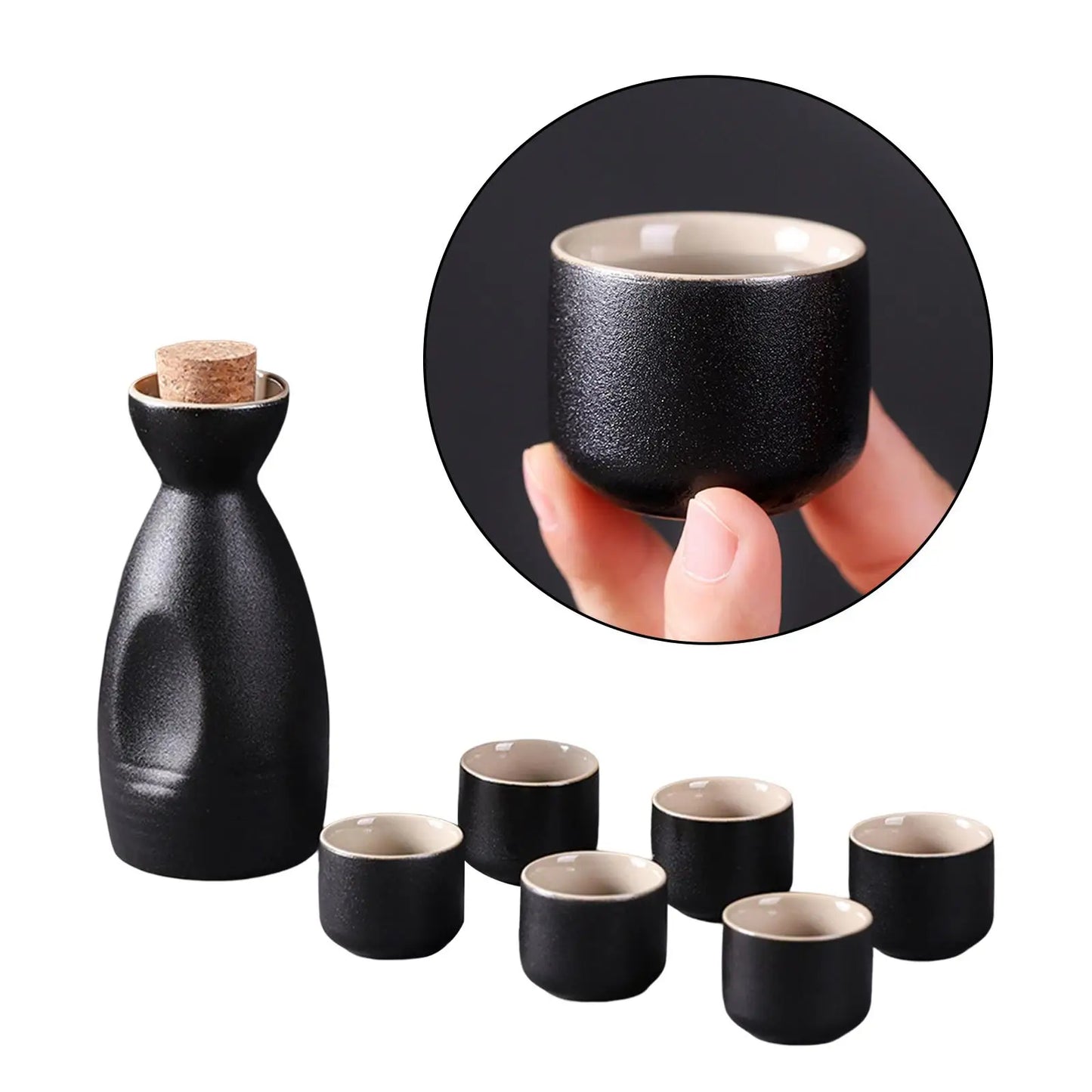 Japanese Style Ceramic Sake Pot Cups Set