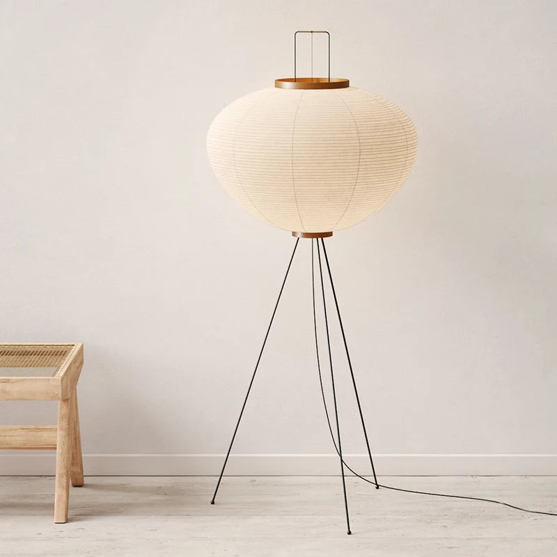 Modern Japanese handmade Rice Paper Wabi-sabi Style Floor Lamp