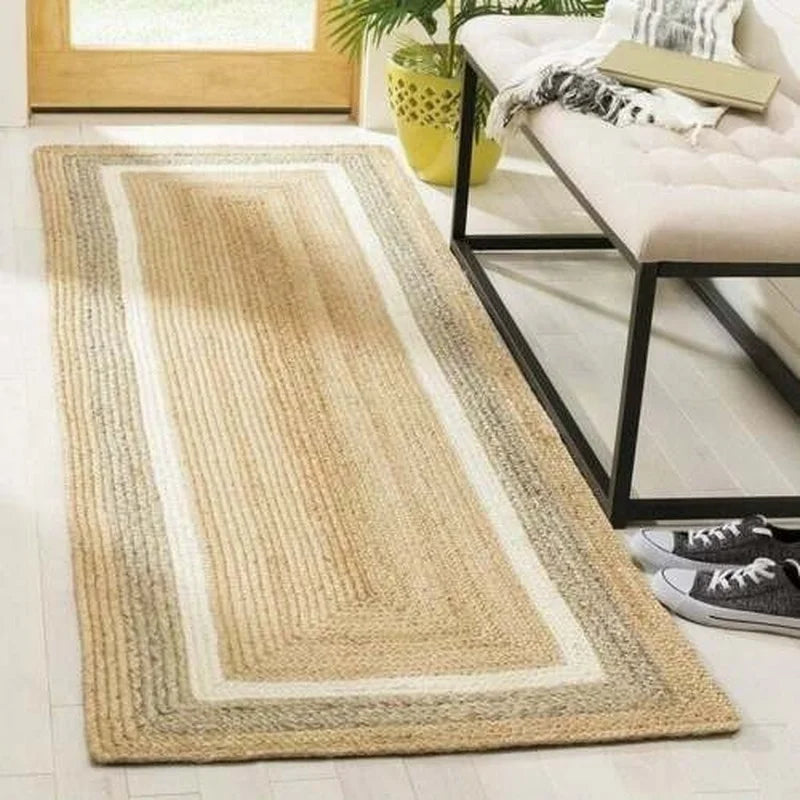 Rug Runner 100% Natural Jute Braided Style Carpet