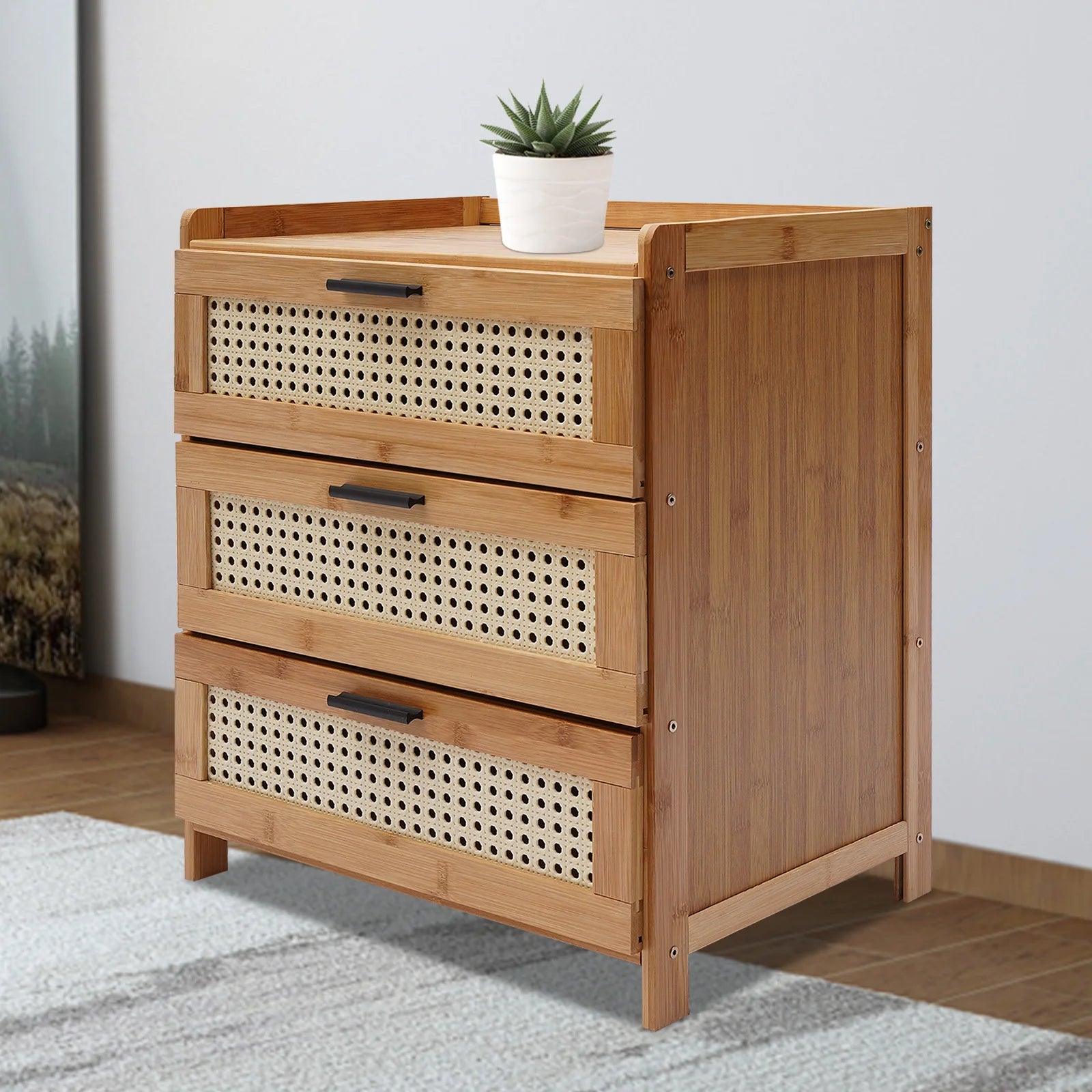 Mid-Century Modern End Bamboo Side Table