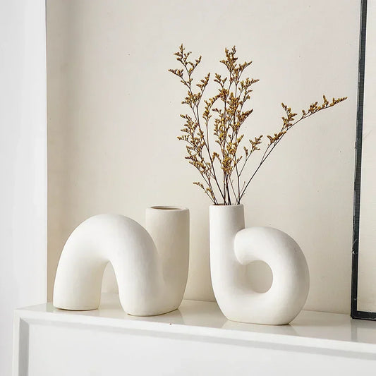 Artistic Japandi Style Curved Vase