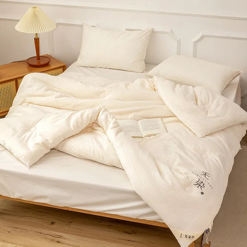 Japandi Style Knitted Cotton Outer, Soybean Fiber Inner Comforter - 2 sizes