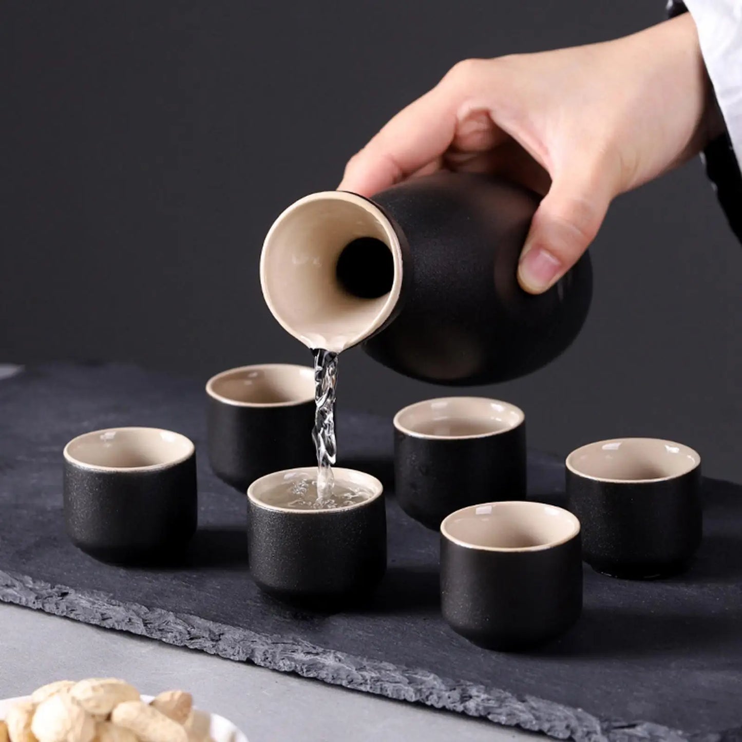 Japanese Style Ceramic Sake Pot Cups Set